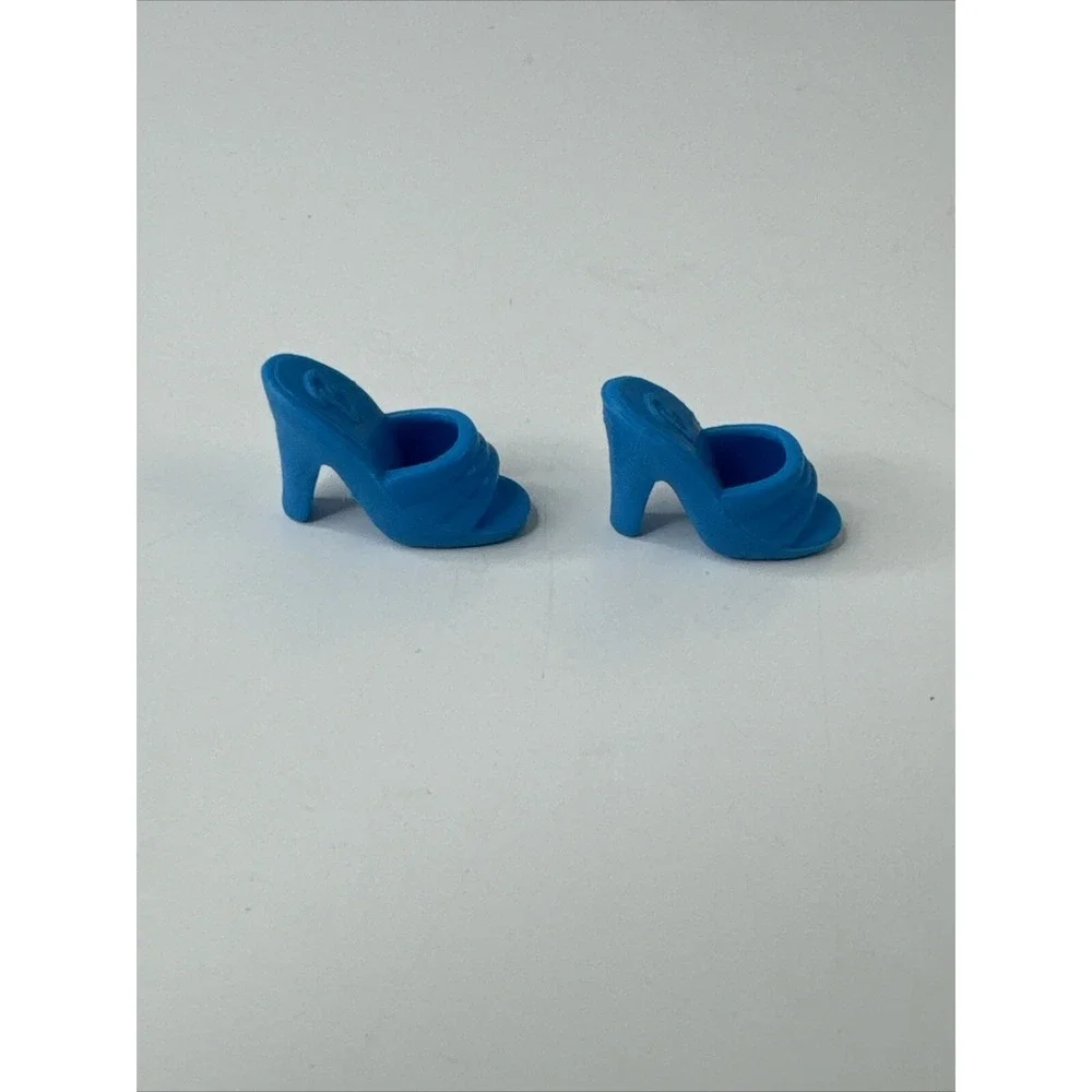 Barbie Doll Shoes Unisex OS Blue Red B Logo High Heel Mules‎ 2 Pairs Mattel Toy